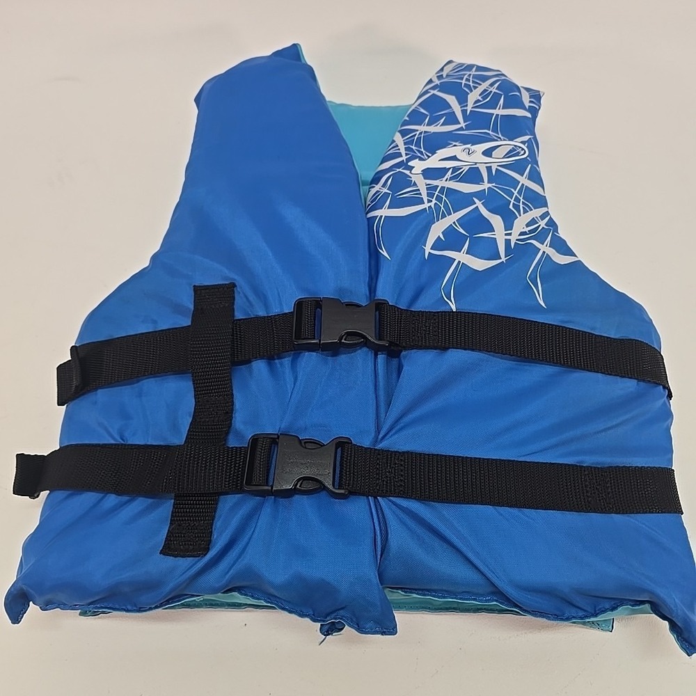Exxel Youth Blue Life Vest Jacket 50-90 lbs Flotation Device PFD Boating Fishing